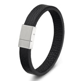 Stainless Steel Chain Leather Wristband