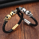 Punk Skull Man Leather Wristband