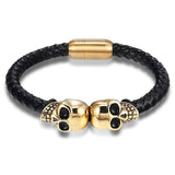 Punk Skull Man Leather Wristband