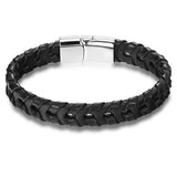 Stainless Steel Chain Leather Wristband For Women