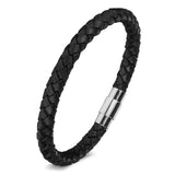 Stainless Steel Chain Leather Wristband For Women