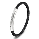 Stainless Steel Chain Leather Wristband For Women