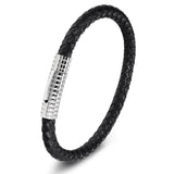 Stainless Steel Chain Leather Wristband For Women