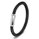 Stainless Steel Chain Leather Wristband For Women