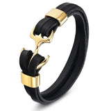 Stainless Steel Chain Leather Wristband