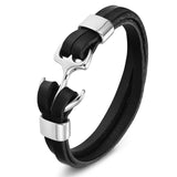 Stainless Steel Chain Leather Wristband