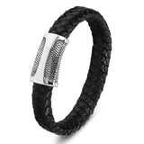 Stainless Steel Chain Leather Wristband